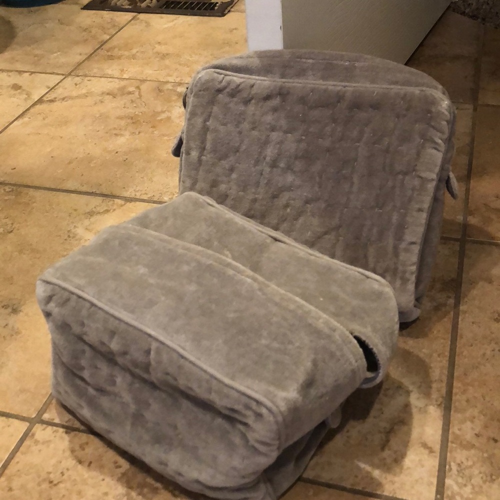 Matching grey makeup bags